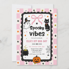 Gingham Grusel-Vibes Halloween Geburtstag Einladung