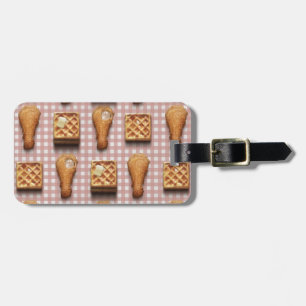 Gingham-Hähnchen-Waffeln Gepäckanhänger