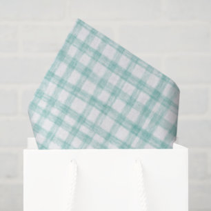Gingham Hand Gezeichnet Modernes Niedliches Grünes Seidenpapier