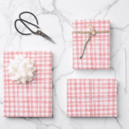 Gingham Hand Gezeichnet Modernes Niedliches Rotes  Geschenkpapier Set