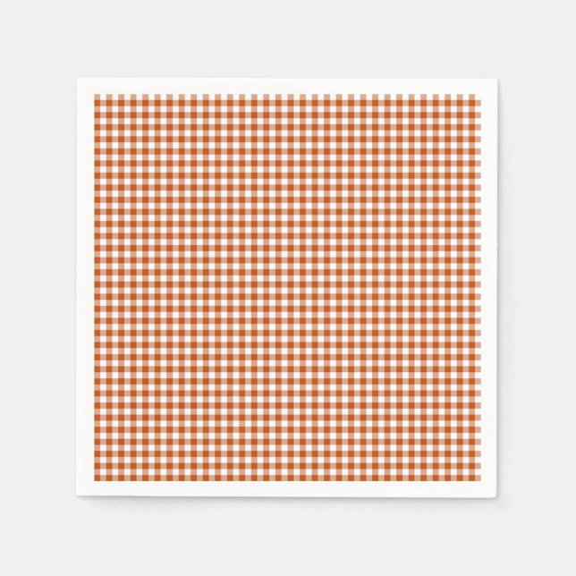 Gingham-Harvest Orange-Paper Napkins Serviette (Vorderseite)