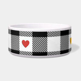 Gingham Heart Dog Bowl Napf