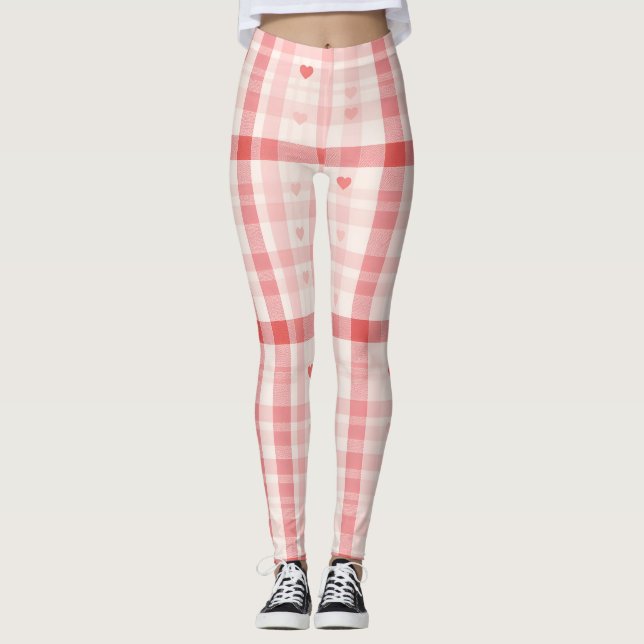 Gingham Hearts • Classic Sweet Valentine Seamless  Leggings (Vorderseite)