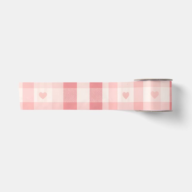 Gingham Hearts • Classic Sweet Valentine Seamless  Satinband (Vorderseite)