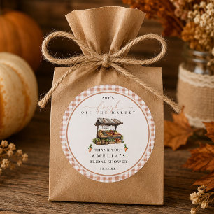 Gingham Herbst Frisch Vom Markt Brautdusche Runder Aufkleber