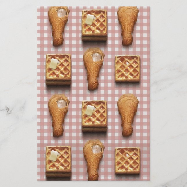 Gingham-Hühnchen-Waffeln Briefpapier (Vorderseite)