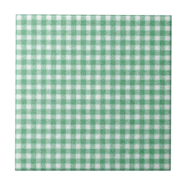 Gingham in Nappalindgrün  Fliese (Vorderseite)