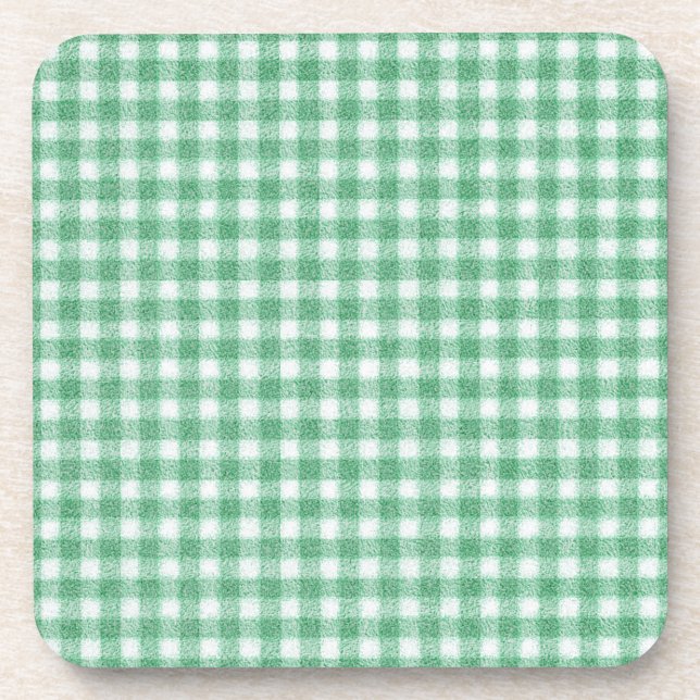 Gingham in Nappalindgrün  Getränkeuntersetzer (Vorderseite)