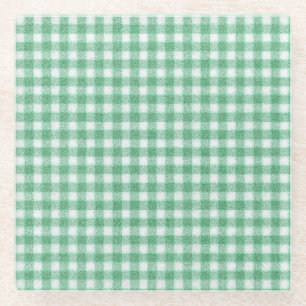 Gingham in Nappalindgrün Glasuntersetzer