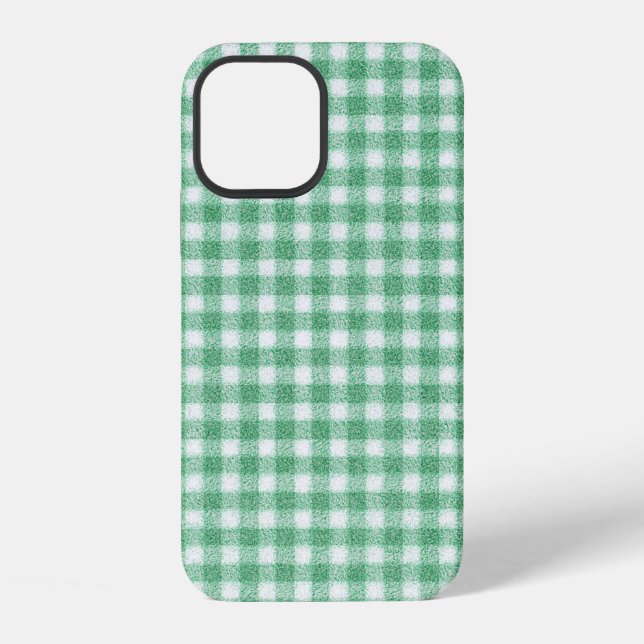 Gingham in Nappalindgrün  iPhone 12 Hülle (Rückseite)