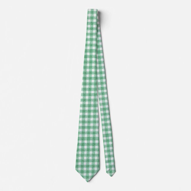 Gingham in Nappalindgrün  Krawatte (Vorderseite)