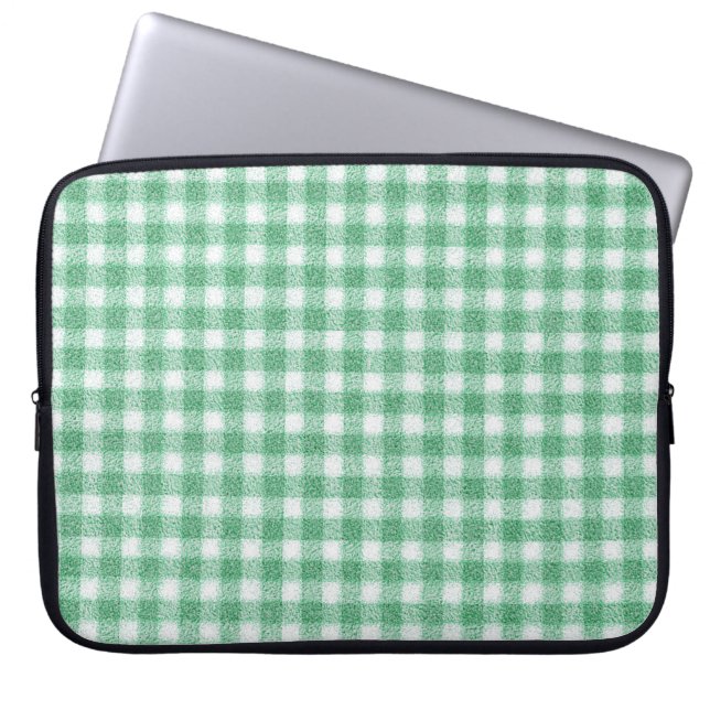 Gingham in Nappalindgrün  Laptopschutzhülle (Vorderseite)