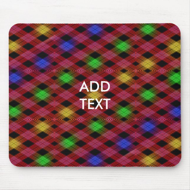 Gingham-Kariert Mehrfarbiges Muster Mousepad (Vorne)