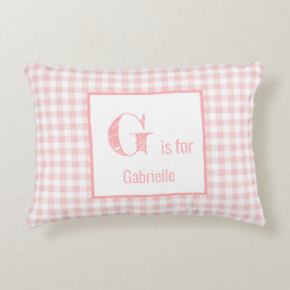 Gingham-Karo-Baby-Rosa u. Weiß - Dekokissen