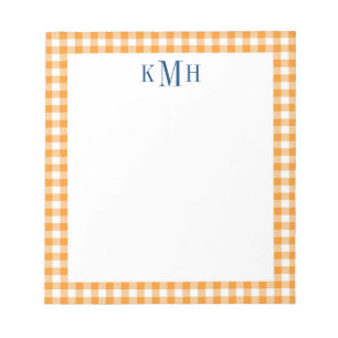 Gingham Karo Border Orange Notepad Notizblock