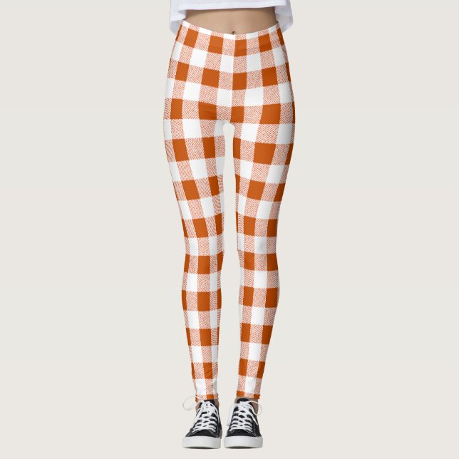 Gingham Karo Brown Leggings (Vorderseite)