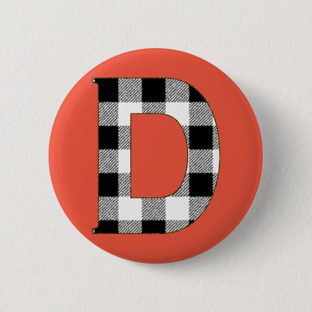 Gingham Karo D Button (Vorderseite)