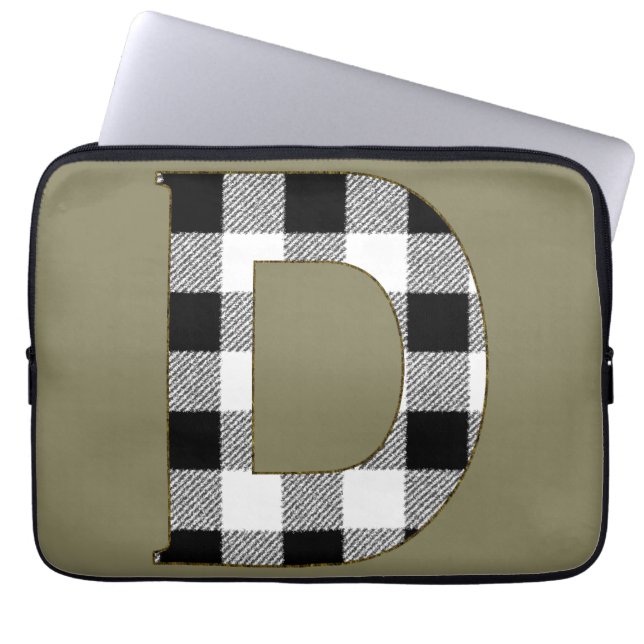 Gingham Karo D Laptopschutzhülle (Vorderseite)