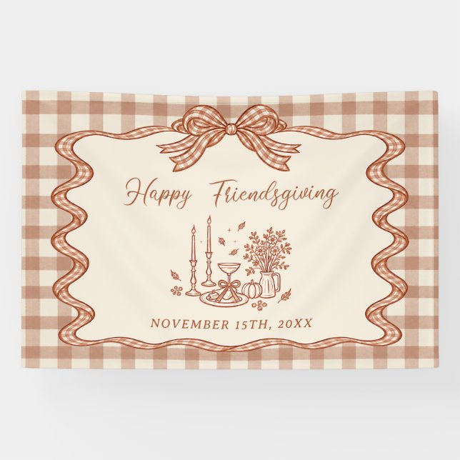 Gingham-Karo-Freundes-Dankfest-Essen Banner (Horizontal)
