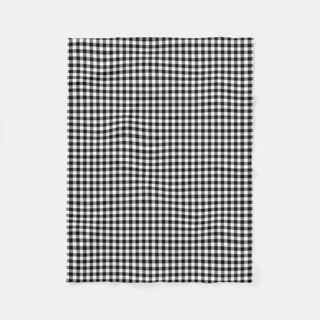 Gingham-Karo in Schwarz und Weiß Fleecedecke (Vorderseite)