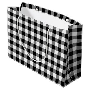 Gingham-Karo in Schwarz und Weiß Große Geschenktüte