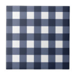 Gingham Karo Kariert Fliese<br><div class="desc">Moderner Picknick-Trend mit Gingham kariertes Tartan Muster in marineblau-weiß.</div>