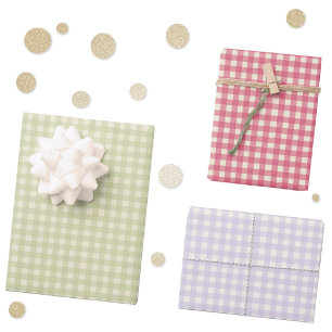 Gingham Karo Kariert Hand Drawn Hübsch Geschenkpapier Set