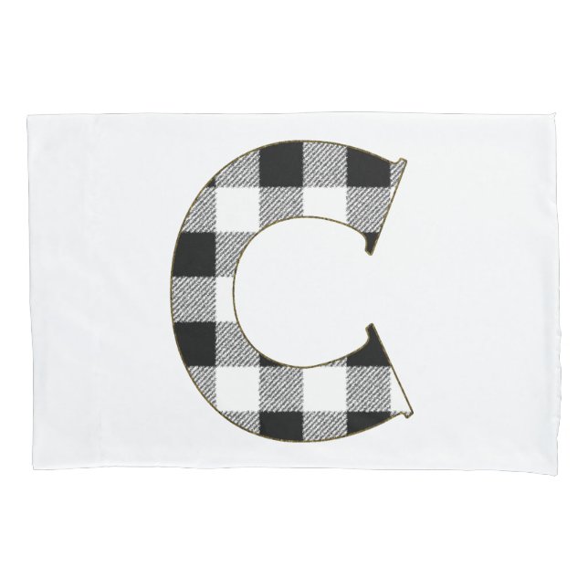 Gingham Karo Letter C Kissenbezug (Vorderseite)