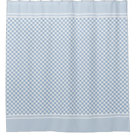 Gingham Karo Light Blue White Country Duschvorhang