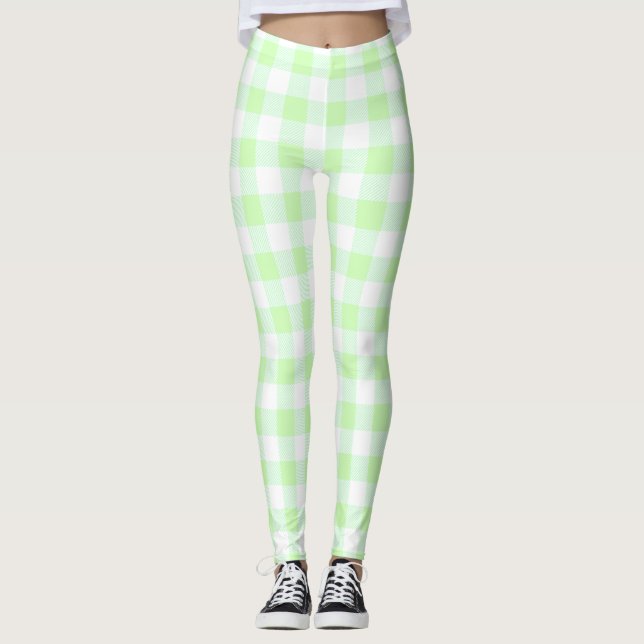 Gingham Karo Light Green Leggings (Vorderseite)