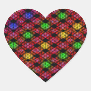 Gingham Karo Multicolored Pattern Herz-Aufkleber