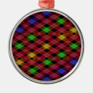 Gingham Karo Multicolored Pattern Silbernes Ornament