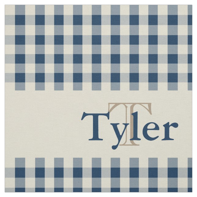 Gingham-Karo-Muster-Monogramm-Gewohnheits-Jungen Stoff (Muster)