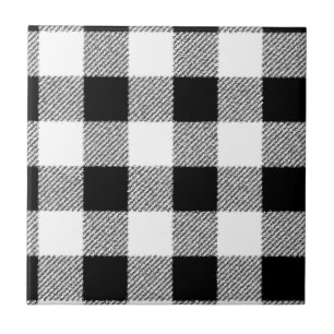 Gingham Karo Muster schwarz-weiß Fliese
