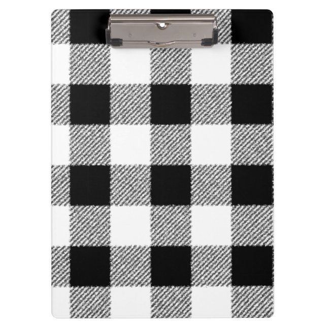 Gingham Karo Muster schwarz-weiß Klemmbrett (Vorderseite)