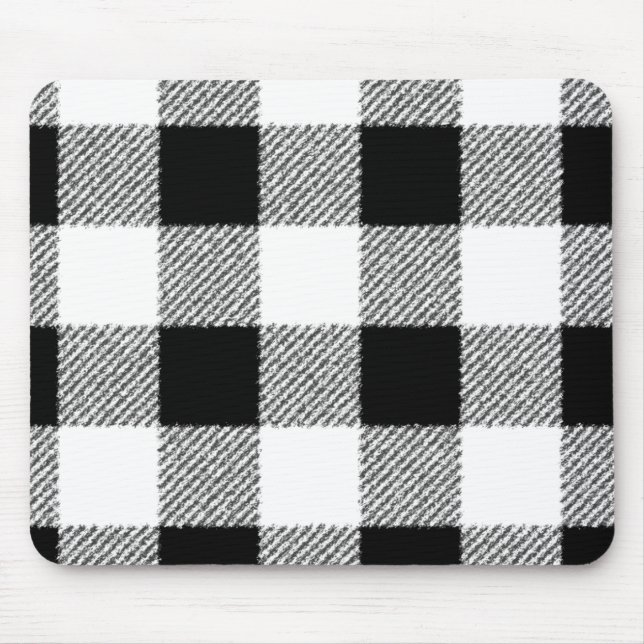 Gingham Karo Muster schwarz-weiß Mousepad (Vorne)