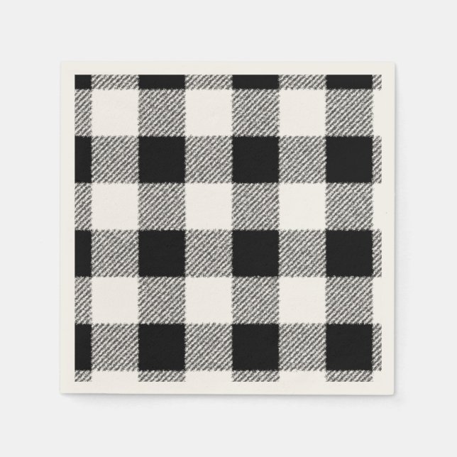Gingham Karo Muster schwarz-weiß Serviette (Vorderseite)