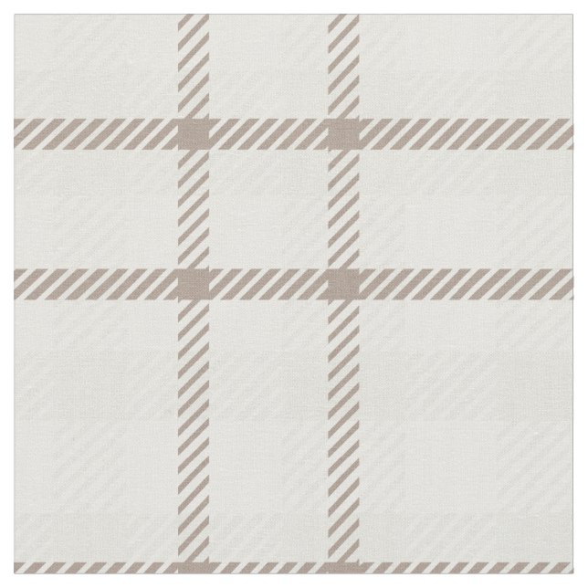 Gingham-Karo neutrales Kaffee-Latte-Streifen  Stoff (Nahaufnahme)