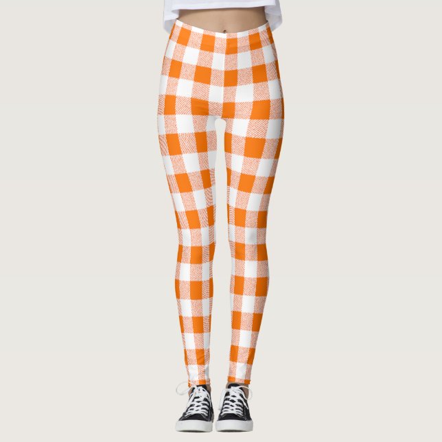 Gingham Karo Orange Leggings (Vorderseite)