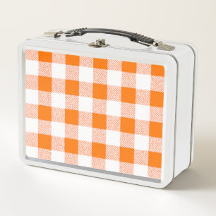 Gingham Karo Orange Metall Lunch Box