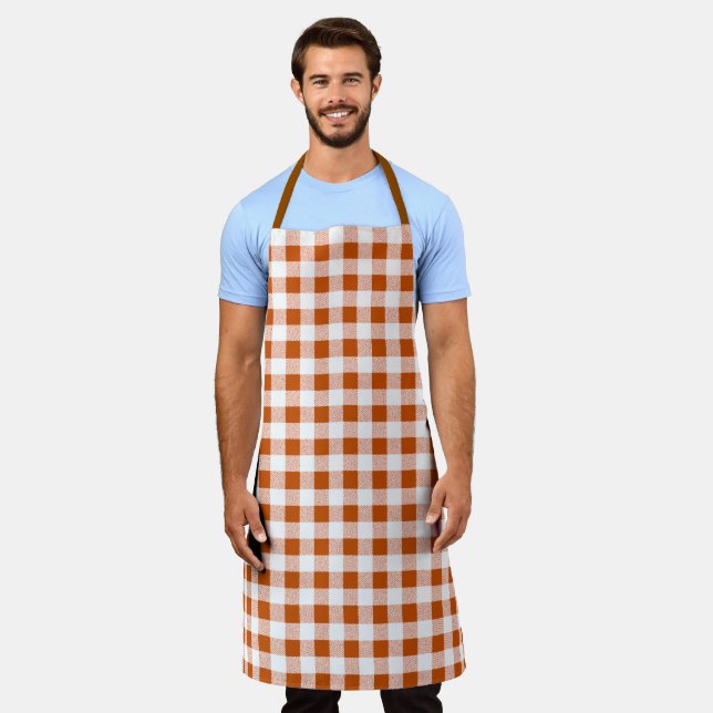 Gingham Karo Pattern Brown Schürze (Getragen)