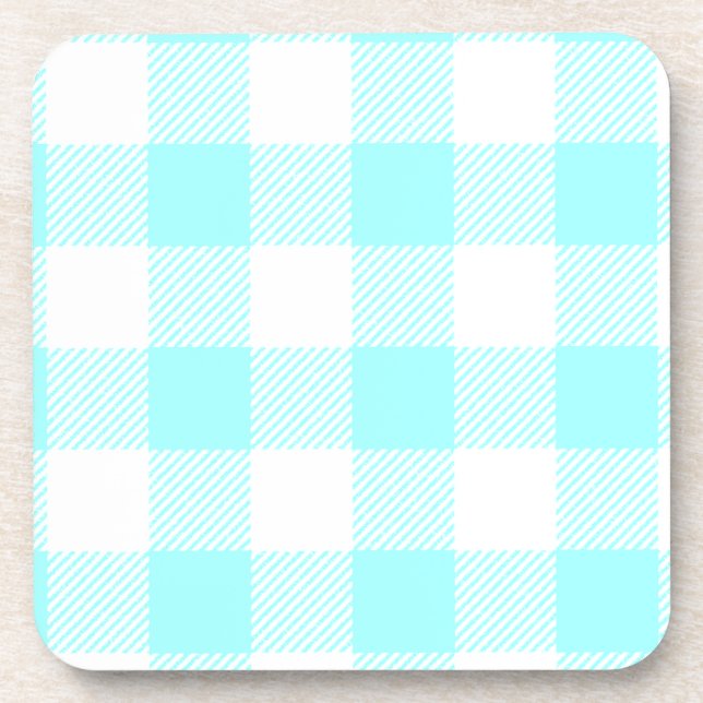 Gingham Karo Pattern (hellblau) Getränkeuntersetzer (Vorderseite)