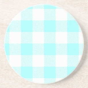 Gingham Karo Pattern (hellblau) Sandstein Untersetzer