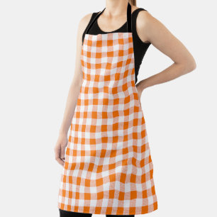 Gingham Karo Pattern Orange Schürze