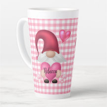 Gingham Karo Pattern Personalisiert Gnome Tasse