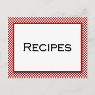 Gingham Karo Red White Rezept Card Postkarte