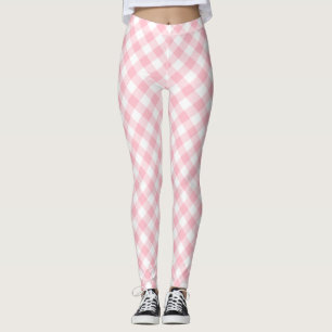 Gingham-Karo, rosa und weiße mittlere Größe Leggings