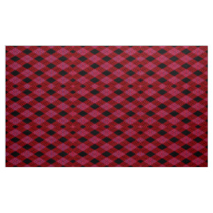 Gingham-Karo-rot-schwarzes Musterstoff Stoff