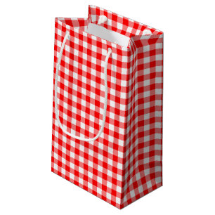 Gingham-Karo, rot und weiß, mittelgroß Kleine Geschenktüte