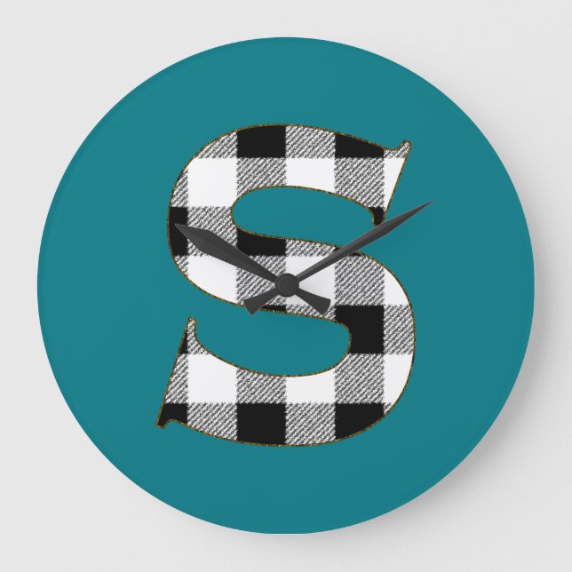 Gingham Karo S Große Wanduhr (Vorderseite)